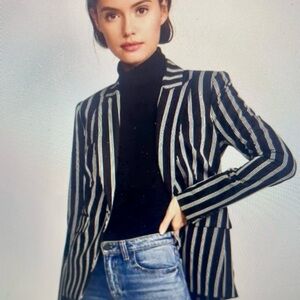 Veronica Beard Miller Double Breasted Pinstripe Blazer